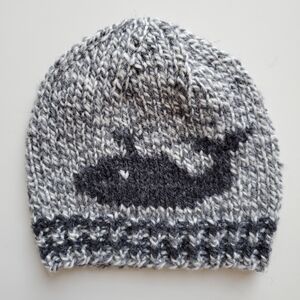 Kid's Knit Whale Beanie - Gray and White